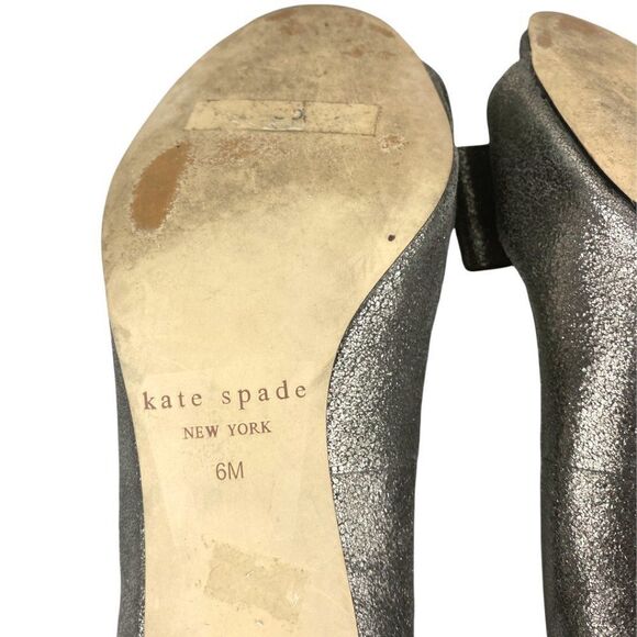 Kate spade New York Bronze Open Toe Glitter Sparkle Heels Pumps with Bow US 6M - Picture 10 of 12